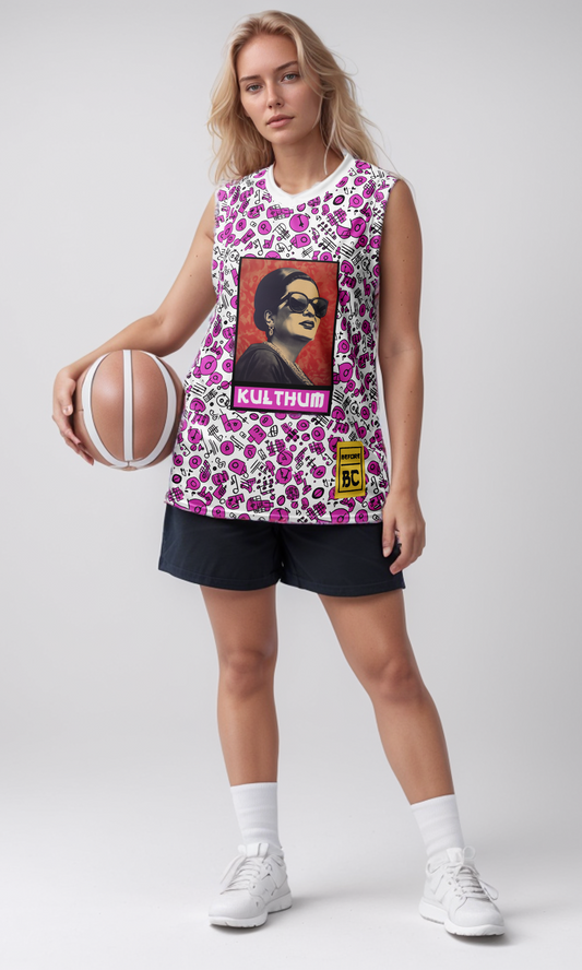 Egyptian Melodies Basketball Jersey - Umm Kulthum Tribute Recycled unisex basketball jersey