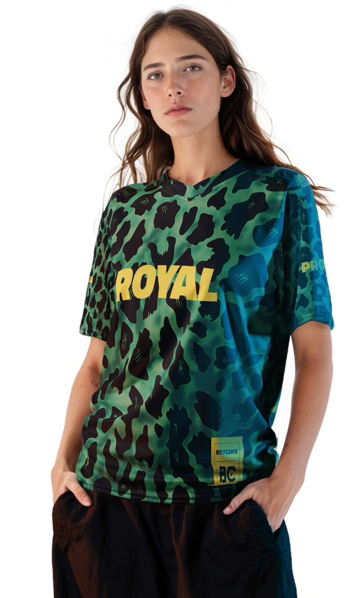 Royal 32 Saudi Football Jersey with Green Arabian Leopard Pattern