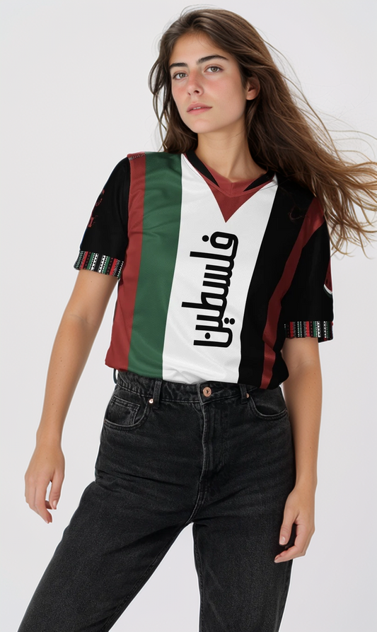 Palestinian Heritage Football Jersey with 48 Number