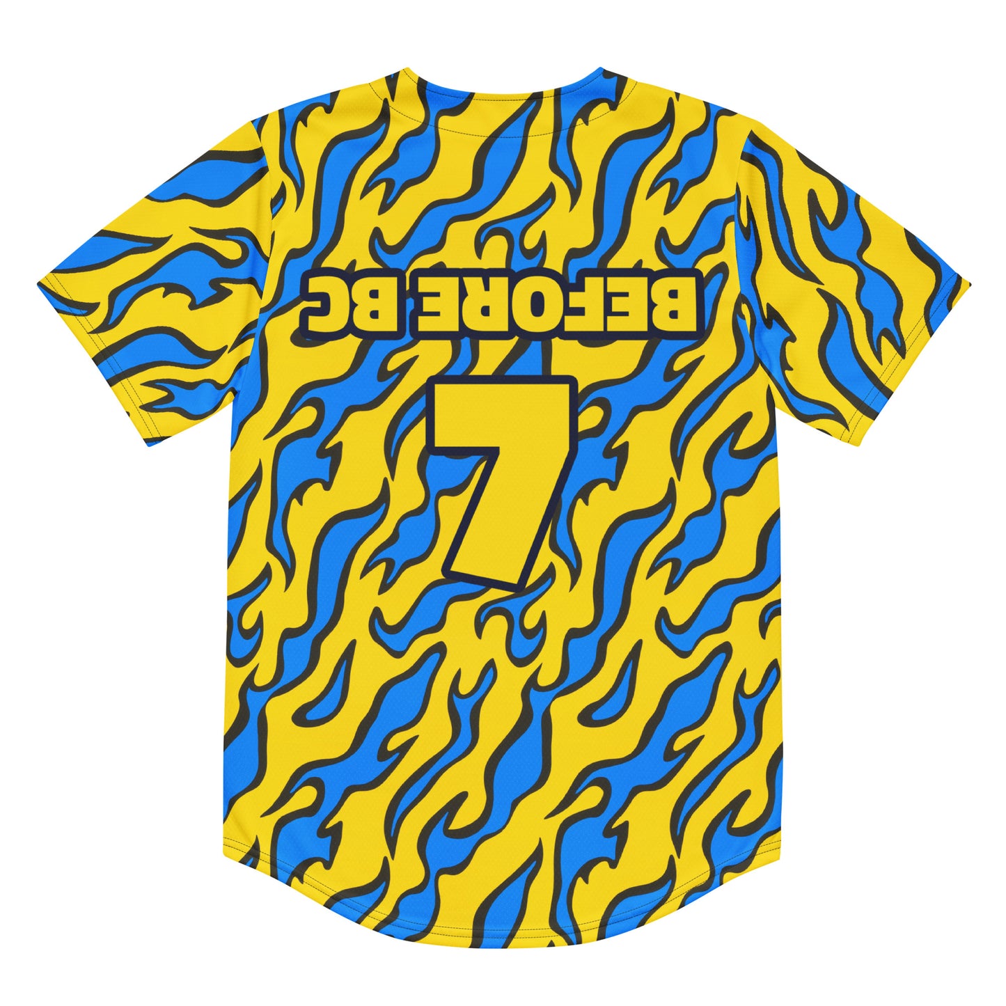 Fiery Yellow & Blue Baseball Jersey – Number 7 | Inspired by Saudi Sports Culture