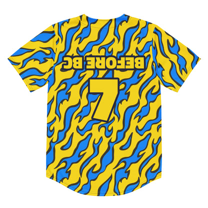 Fiery Yellow & Blue Baseball Jersey – Number 7 | Inspired by Saudi Sports Culture