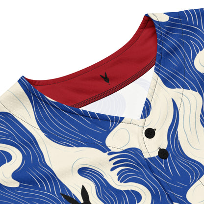 Bold Blue Wave Pattern Baseball Jersey – Number 10 | Inspired by Saudi Sports Vibes