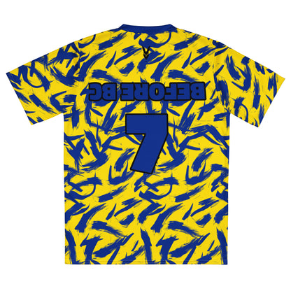 Bold Yellow & Blue Football Jersey - Perfect for Fans of Saudi Sports Culture