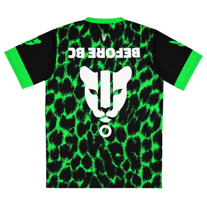 Neon Green Leopard Print Football Jersey – Fierce Streetwear for Royalty