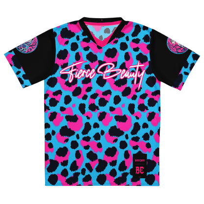 Fierce Beauty Bold Leopard Print Football Jersey