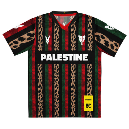 Palestine Striped Leopard Print Football Jersey – Heritage-Inspired Bold Streetwear