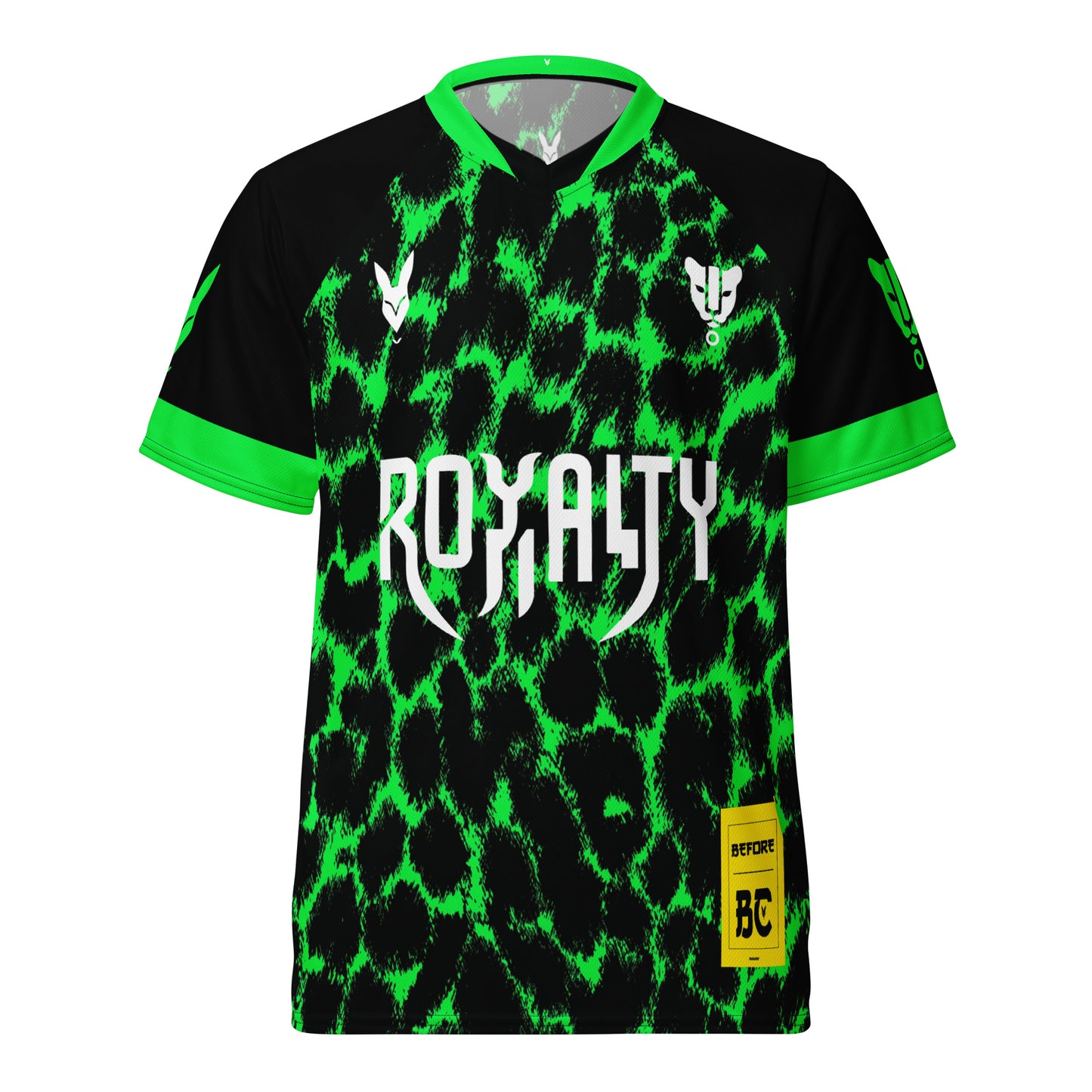 Neon Green Leopard Print Football Jersey – Fierce Streetwear for Royalty