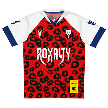 Fierce Red Leopard Print Football Jersey – Bold Royalty Meets Streetwear