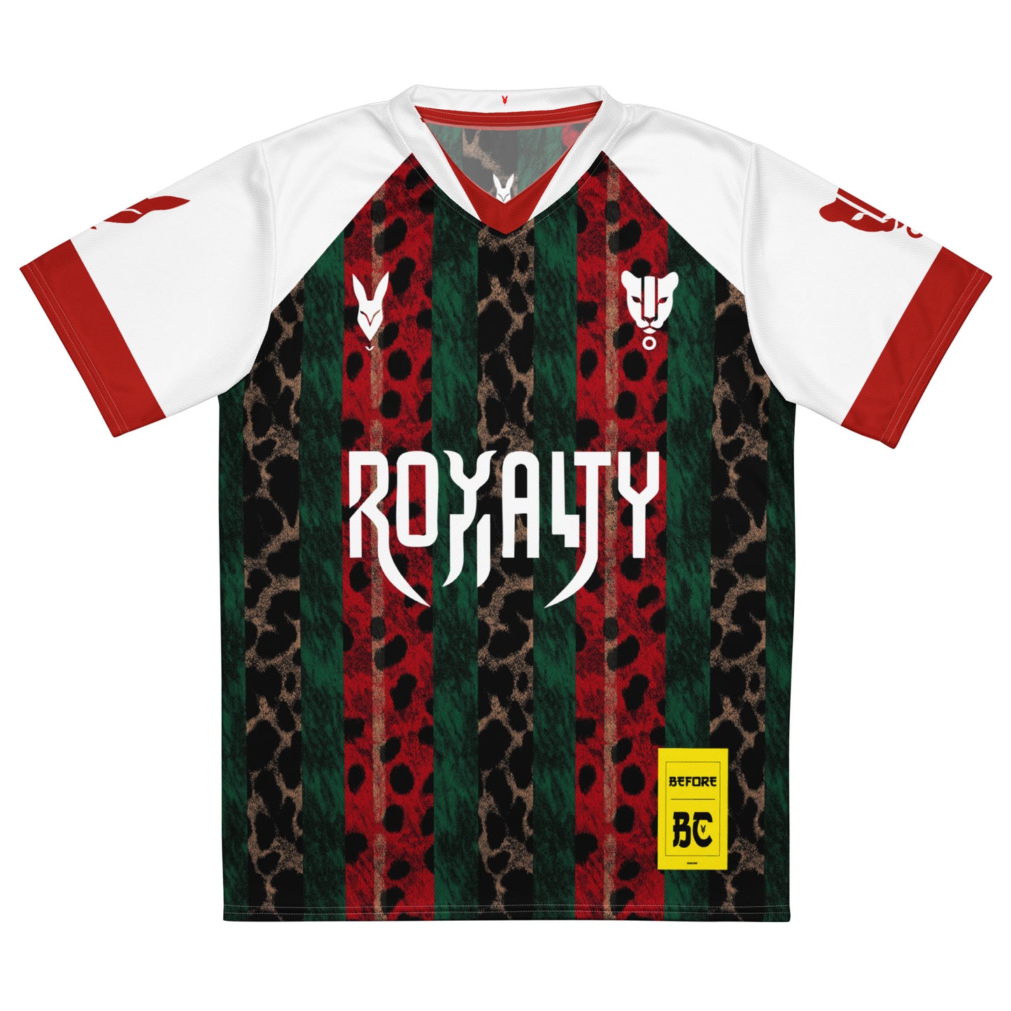 Striped Leopard Print Football Jersey with White Sleeves – Bold Heritage Royalty