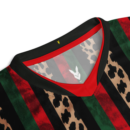 Palestine Striped Leopard Print Football Jersey – Heritage-Inspired Bold Streetwear