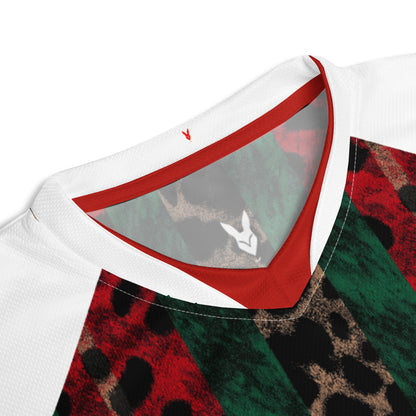 Striped Leopard Print Football Jersey with White Sleeves – Bold Heritage Royalty